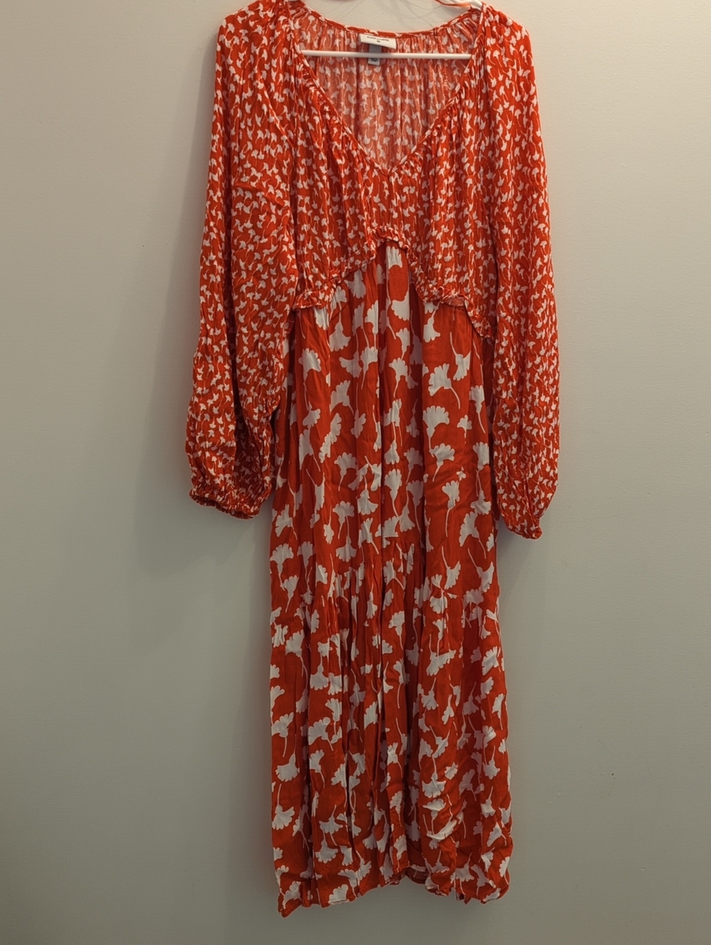 Diane Von Furstenberg for Target -  Orange and White Gingko Maxi Dress (XXL)